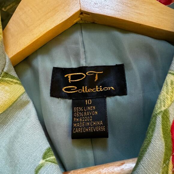 VTG DT Collection Women's Vibrant Floral Beaded Linen Blend Lined Blazer Sz 10 - Picture 9 of 9